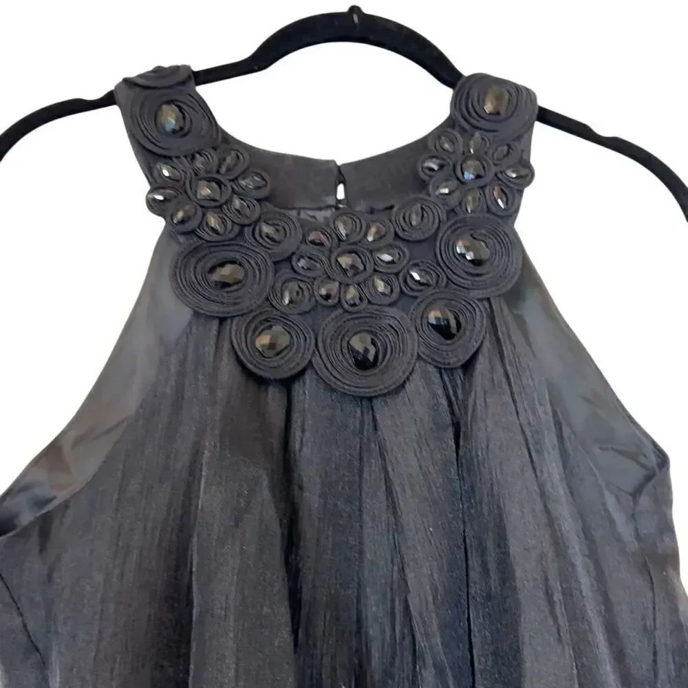Alexia Admor Embellished Sleeveless Trapeze Cocktail Mini Dress Black Small